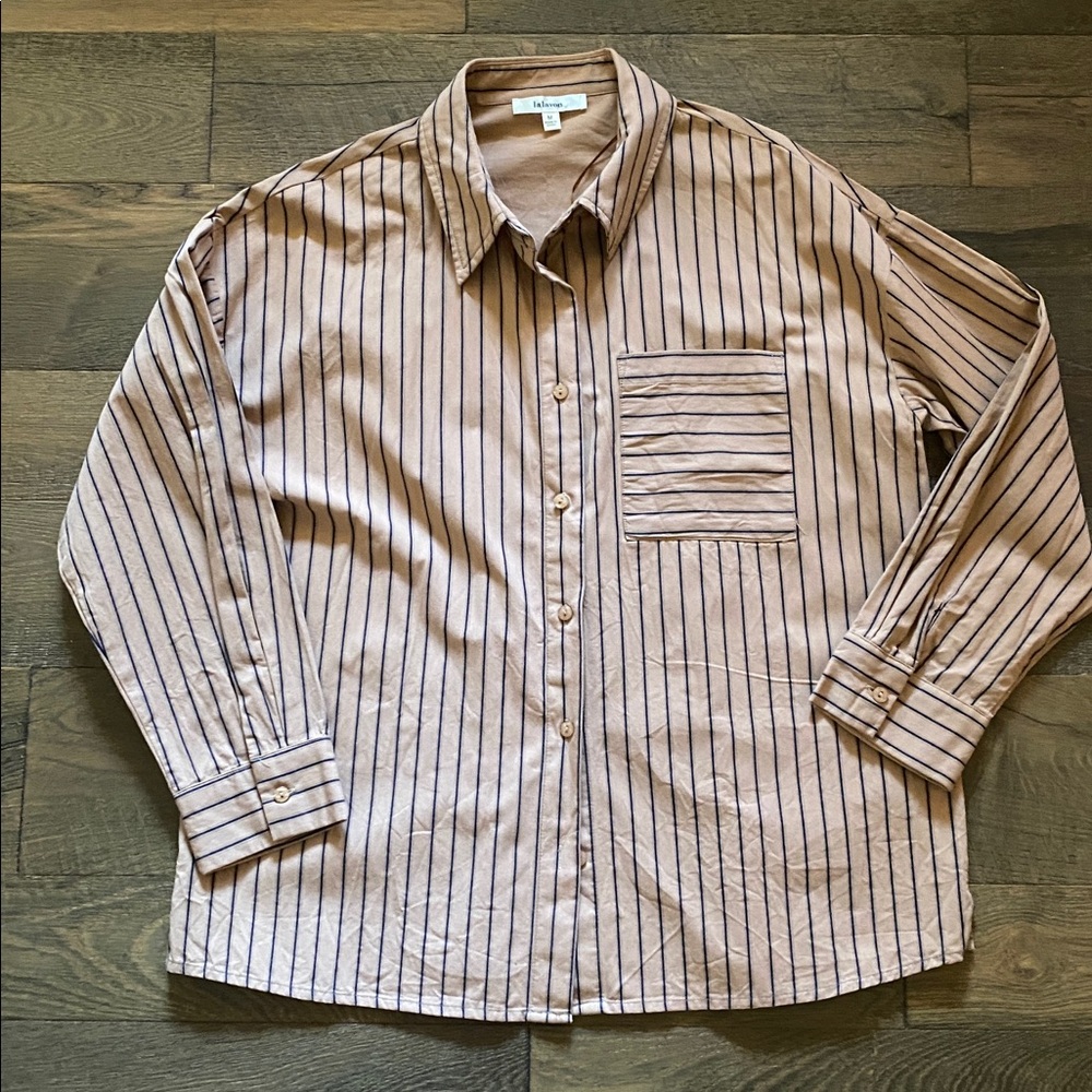 Lalavon caramel Brown Button-Up Shirt